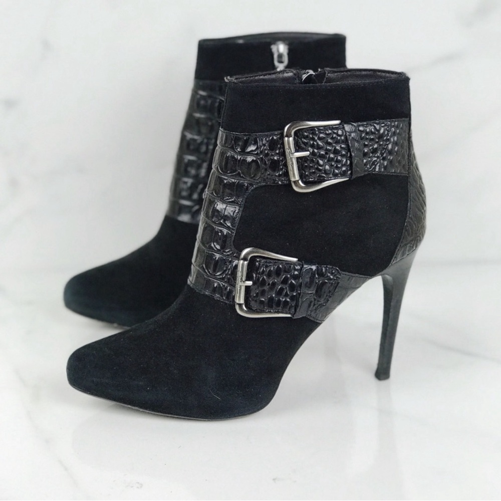 Donald J Pliner buckles high heel booties